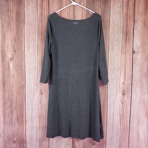 Eileen Fisher Womens Size Medium Ribbed Cowl Neck Tunic Dress 3/4 Sleeve Gray - Picture 8 of 15